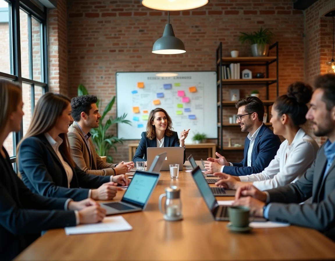Atelier collaboratif B2B en espace de coworking avec des professionnels de secteurs variés