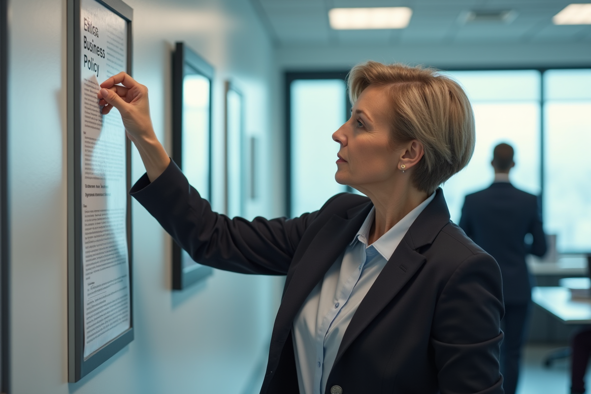 Femme affichant une politique d