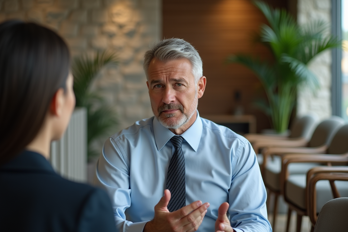 Homme questionne lors d