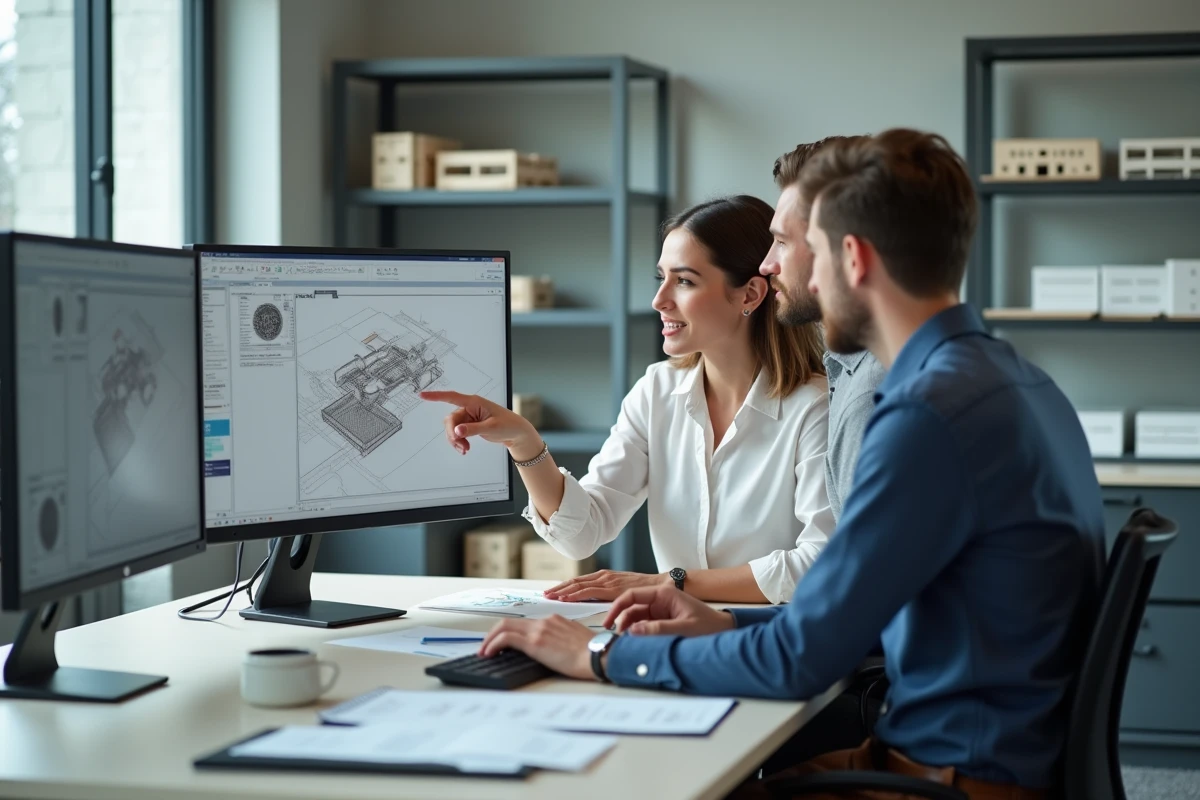 Jeune architecte en réunion dans un bureau moderne