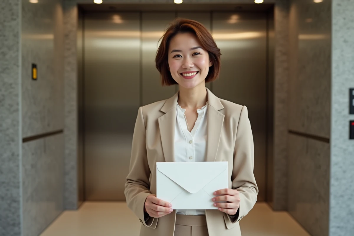 Jeune femme professionnelle souriante dans le lobby