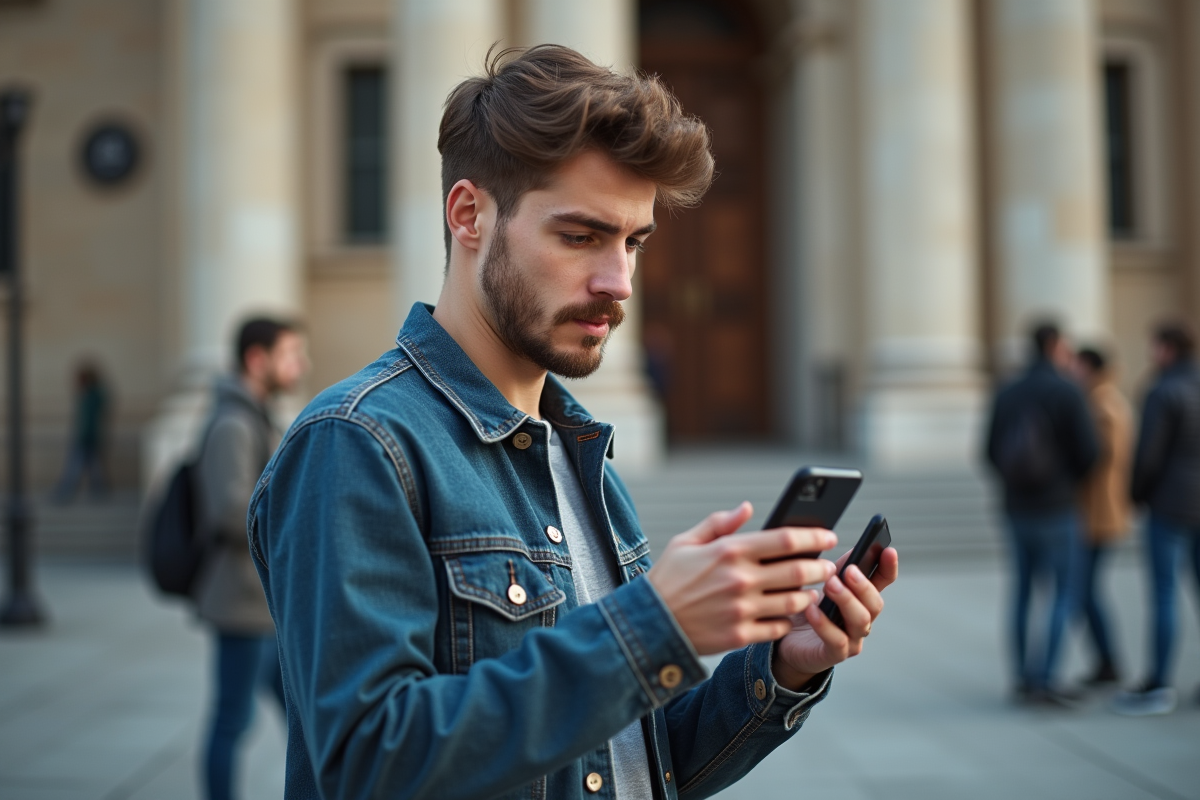 Jeune homme en extérieur en train d